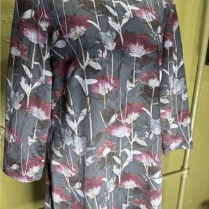 Brooks Brothers Floral Midi Dress in Gray and Pink